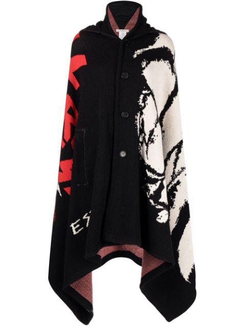 intarsia-knit hoodied cape by PHILOSOPHY DI LORENZO SERAFINI
