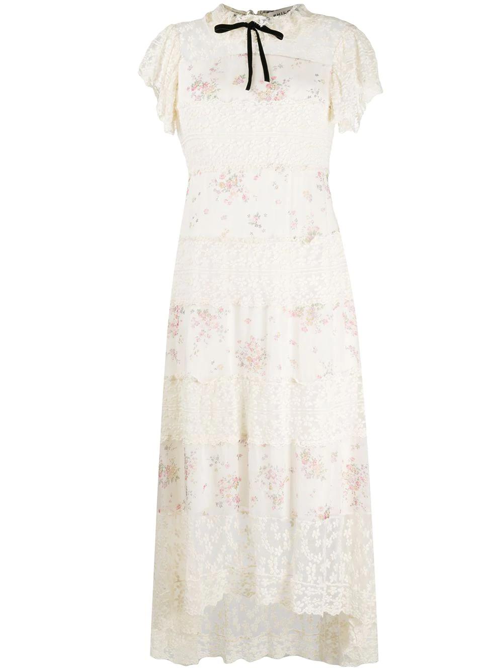 lace-insert floral midi dress by PHILOSOPHY DI LORENZO SERAFINI