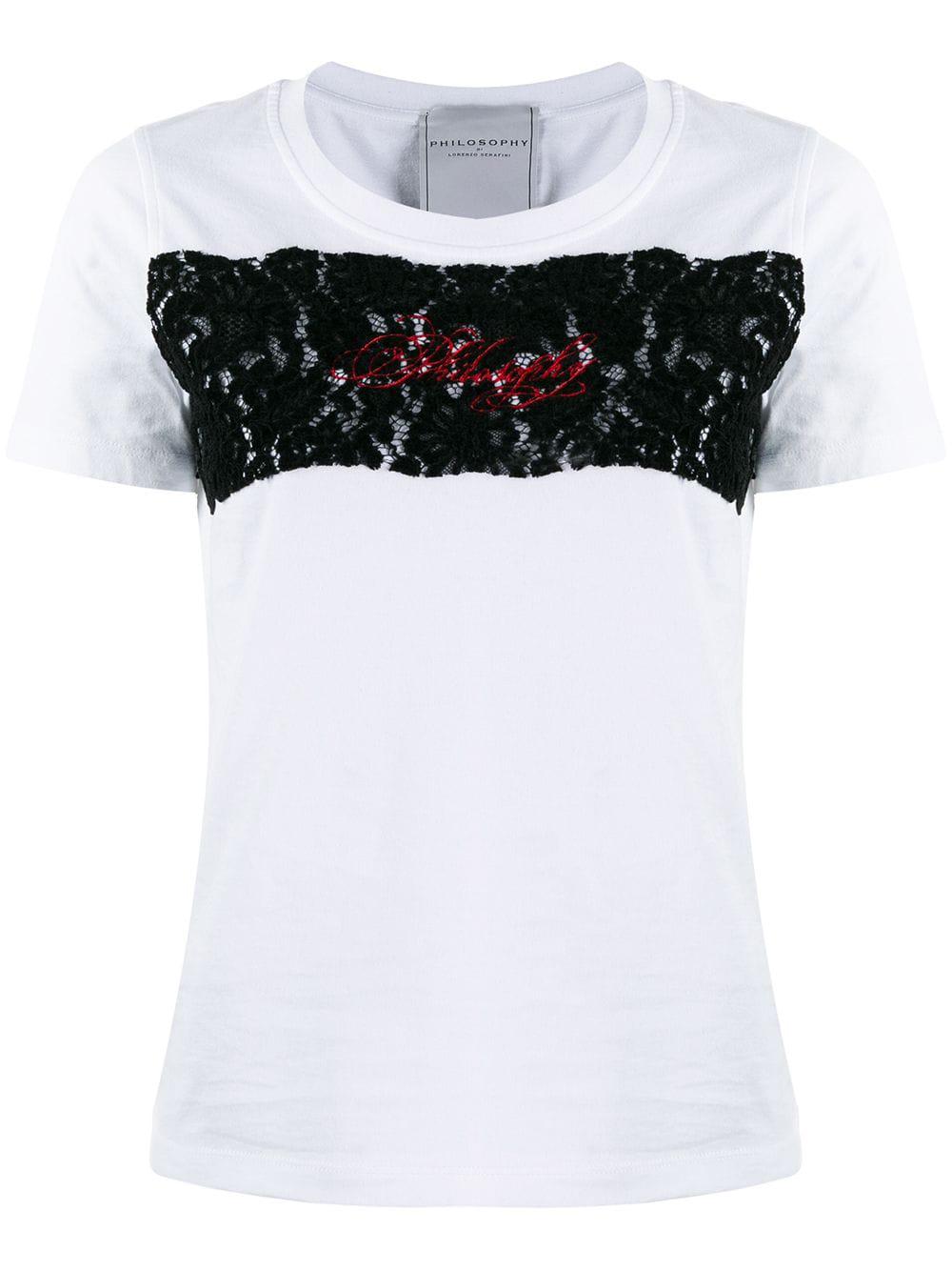 logo embroidered lace T-shirt by PHILOSOPHY DI LORENZO SERAFINI