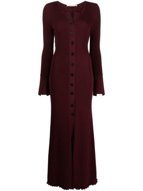 long-sleeve ribbed-knit long dress by PHILOSOPHY DI LORENZO SERAFINI