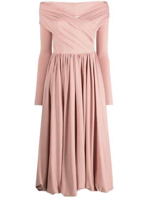 off-the-shoulder cotton midi dress by PHILOSOPHY DI LORENZO SERAFINI