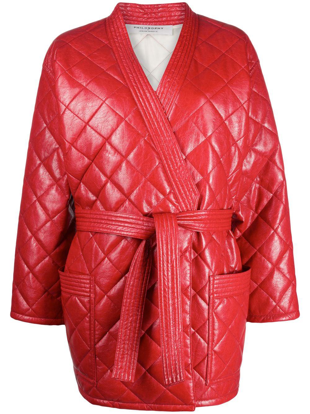 quilted front tie coat by PHILOSOPHY DI LORENZO SERAFINI
