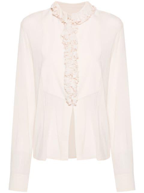 ruffle-detal semi-sheer blouse by PHILOSOPHY DI LORENZO SERAFINI