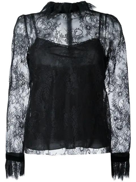 ruffled neck lace blouse by PHILOSOPHY DI LORENZO SERAFINI