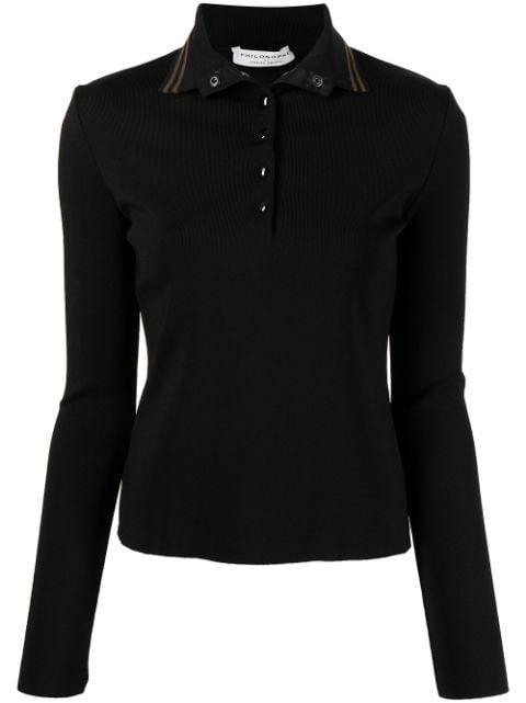 stretch long-sleeve polo shirt by PHILOSOPHY DI LORENZO SERAFINI