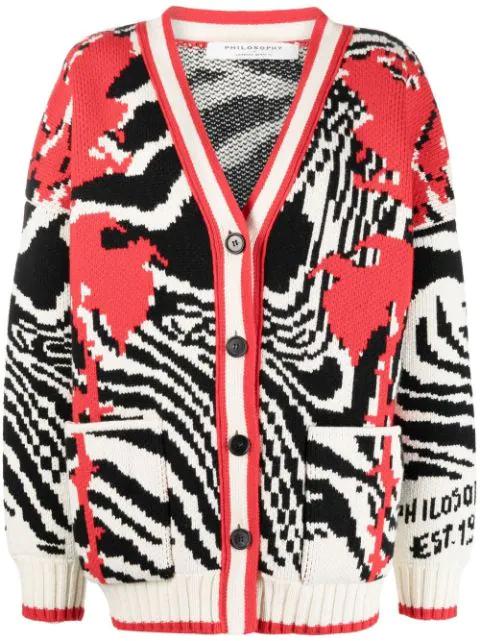 zebra-pattern virgin wool cardigan by PHILOSOPHY DI LORENZO SERAFINI