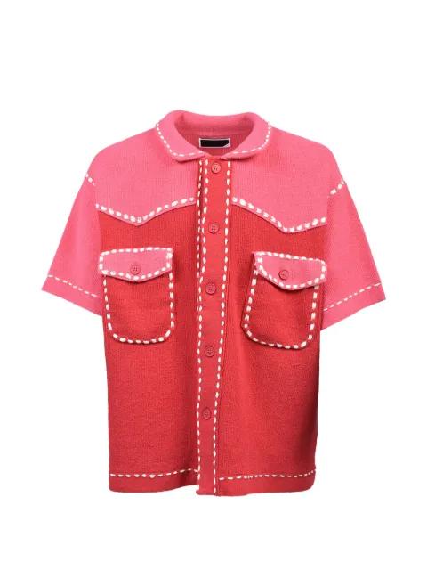 whipstitch-trim knitted shirt by PHINGERIN