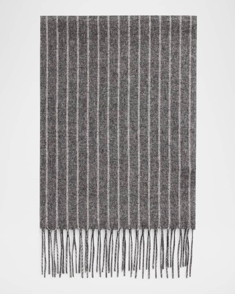 Men's Lizard Cashmere and Silk Solid To Pinstripe Scarf by PIACENZA 1733