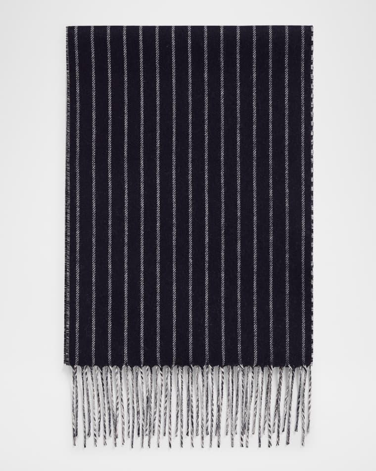 Men's Lizard Solid to Stripe Double-Face Silk and Cashmere Scarf by PIACENZA 1733