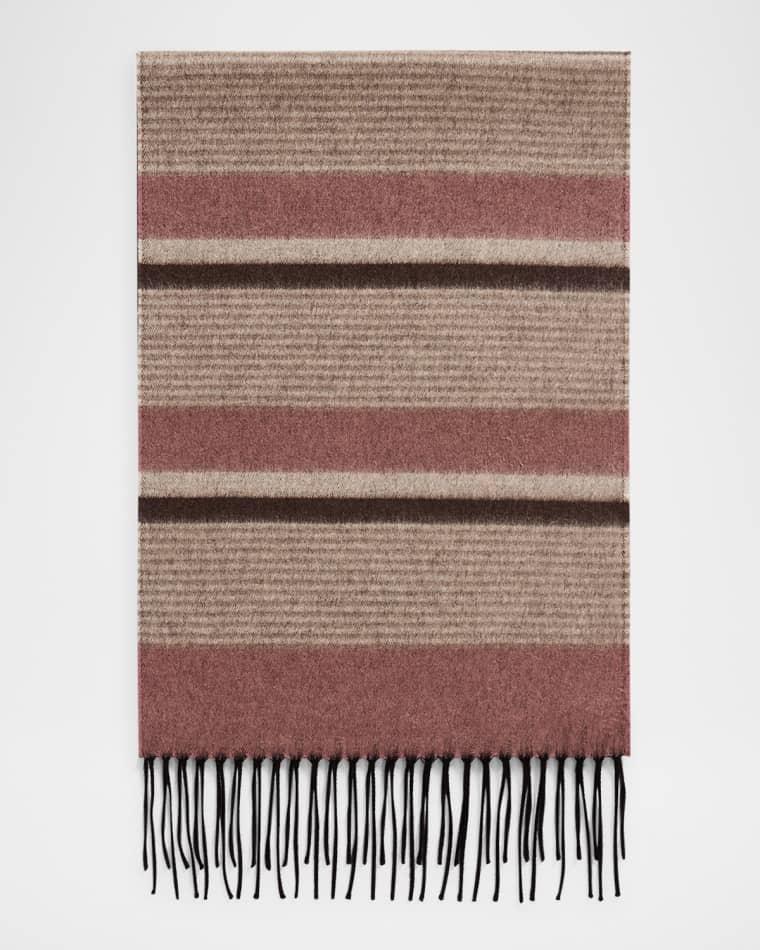 Men's Rascar Solid to Stripe Silk and Cashmere Scarf by PIACENZA 1733