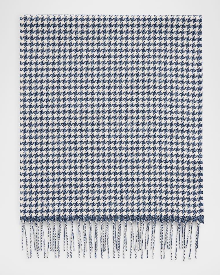 Men's Silk and Cashmere Twist Houndstooth Scarf by PIACENZA 1733