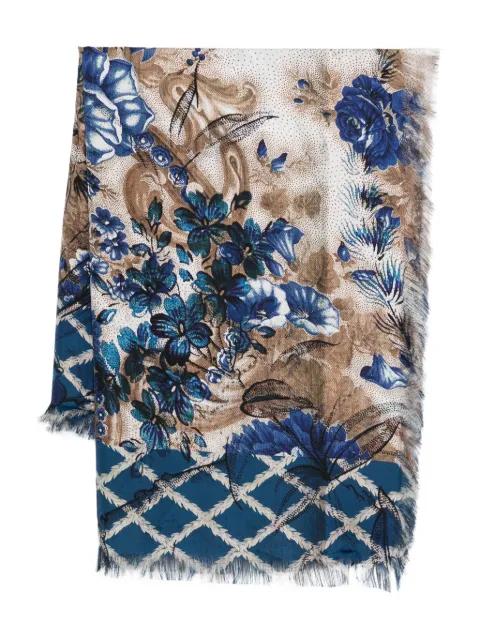 Aloeuw floral-print fringed-edge silk scarf by PIERRE-LOUIS MASCIA