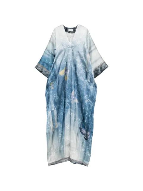V-neck butterfly-print dress by PIERRE-LOUIS MASCIA