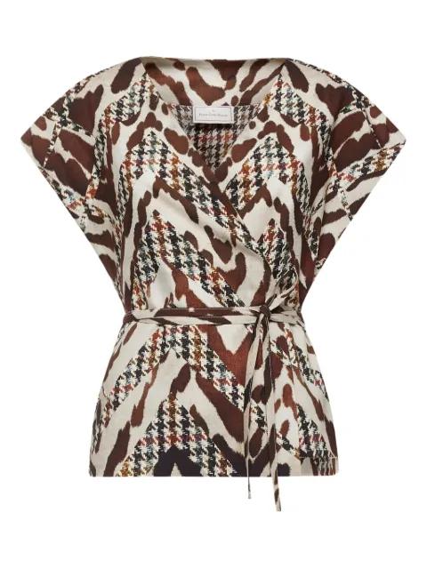 animal-print houndstooth wrap top by PIERRE-LOUIS MASCIA