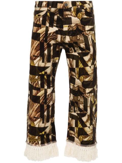floral-pattern fringed tapered jeans by PIERRE-LOUIS MASCIA