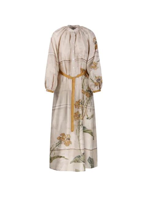 floral-print belted midi dress by PIERRE-LOUIS MASCIA