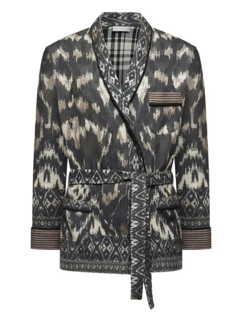 ikat-pattern belted jacket by PIERRE-LOUIS MASCIA