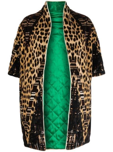 leopard-print x quilted reversible kimono by PIERRE-LOUIS MASCIA