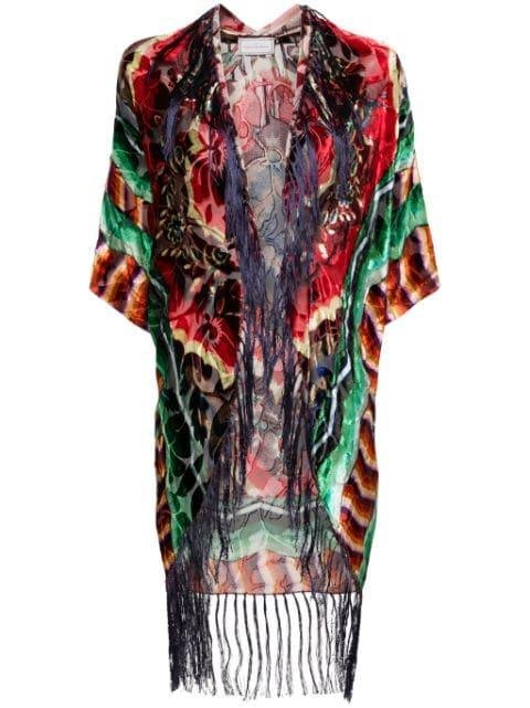 pattern-jacquard fringed cape by PIERRE-LOUIS MASCIA