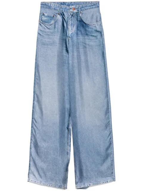 wide-leg denim-print silk trousers by PIERRE-LOUIS MASCIA