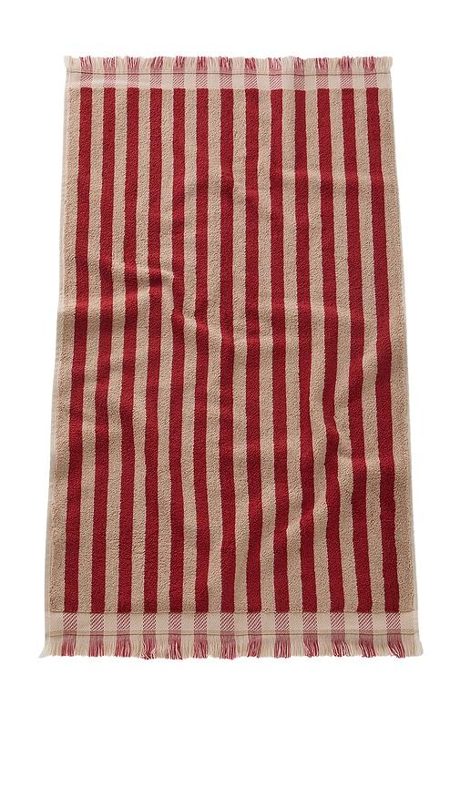 Piglet in Bed Pembroke Stripe Face Towel in Red by PIGLET IN BED