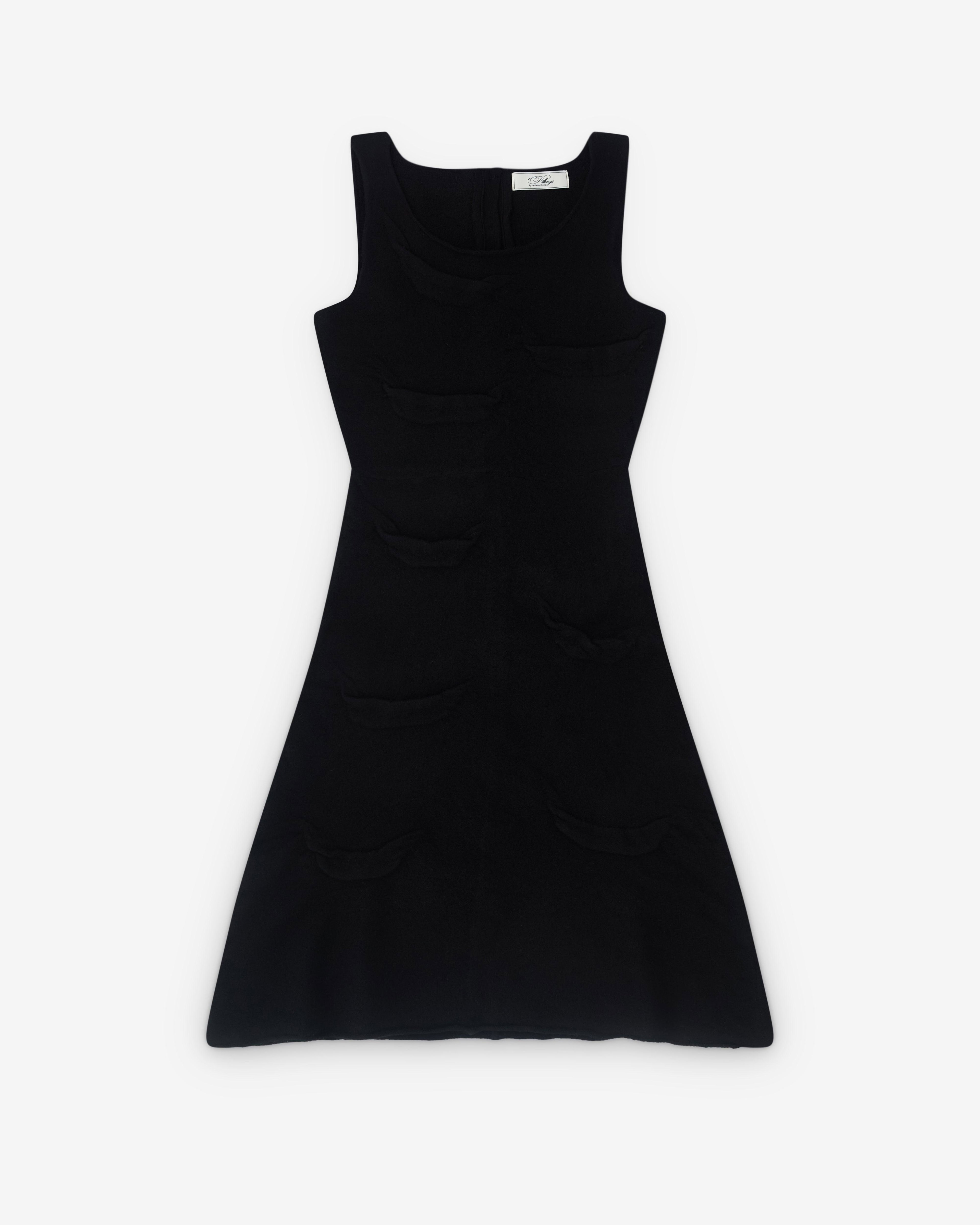 Pillings - Women’s Sleeveless Drape Dress - (Black) by PILLINGS