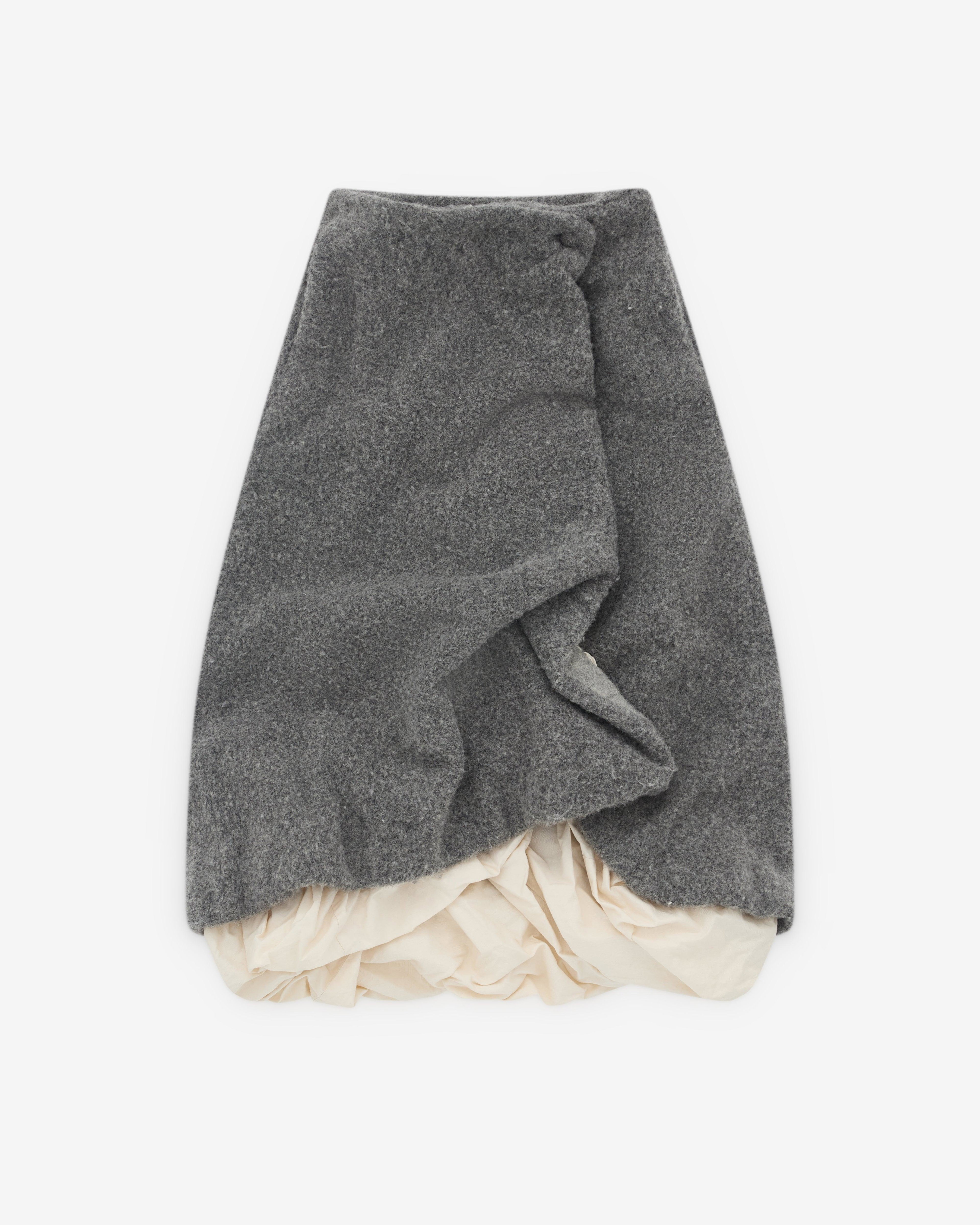 Pillings - Women’s Wool Gathered Wrap Skirt - (Grey) by PILLINGS