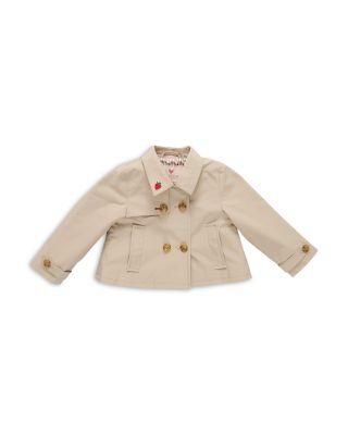 Girls' Ramie Crop Trench Jacket - Little Kid by PINK CHICKEN