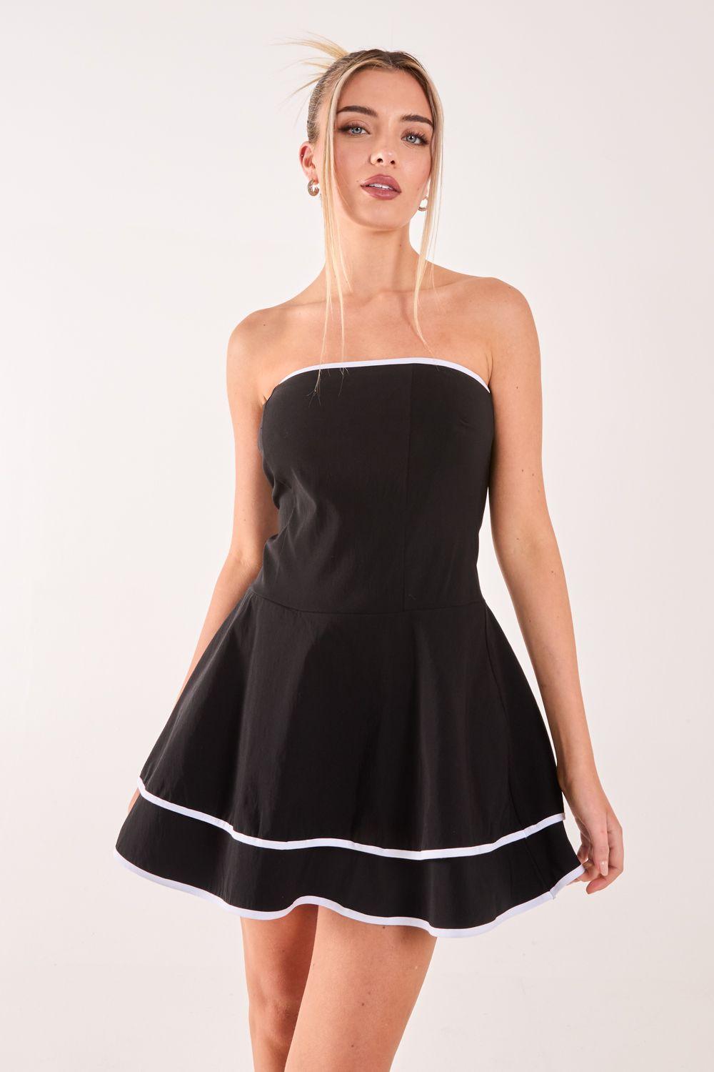 Bandeau Contrast Binding Mini Dress by PINK VANILLA