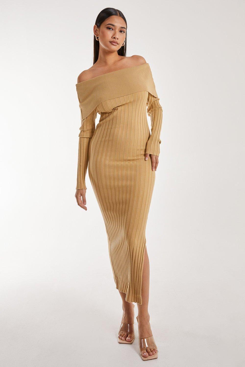 Bardot Ribbed Knit Midi Dress by PINK VANILLA