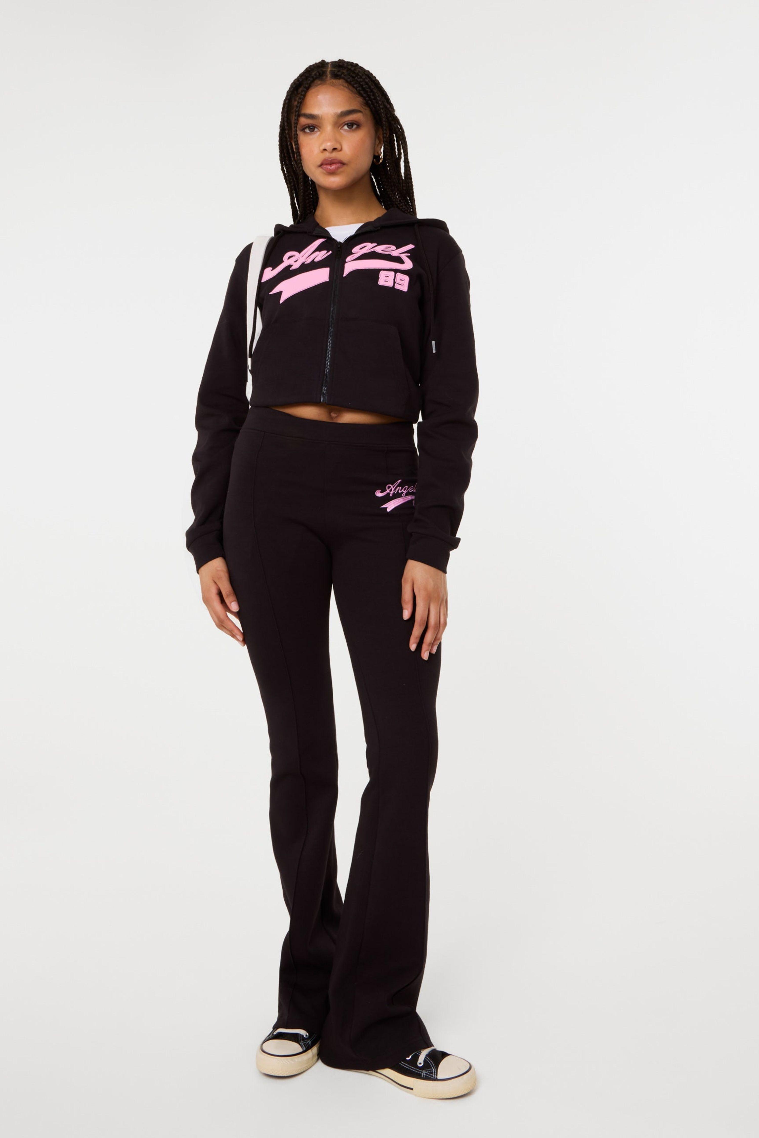 Black Angel Slogan Joggers by PINK VANILLA