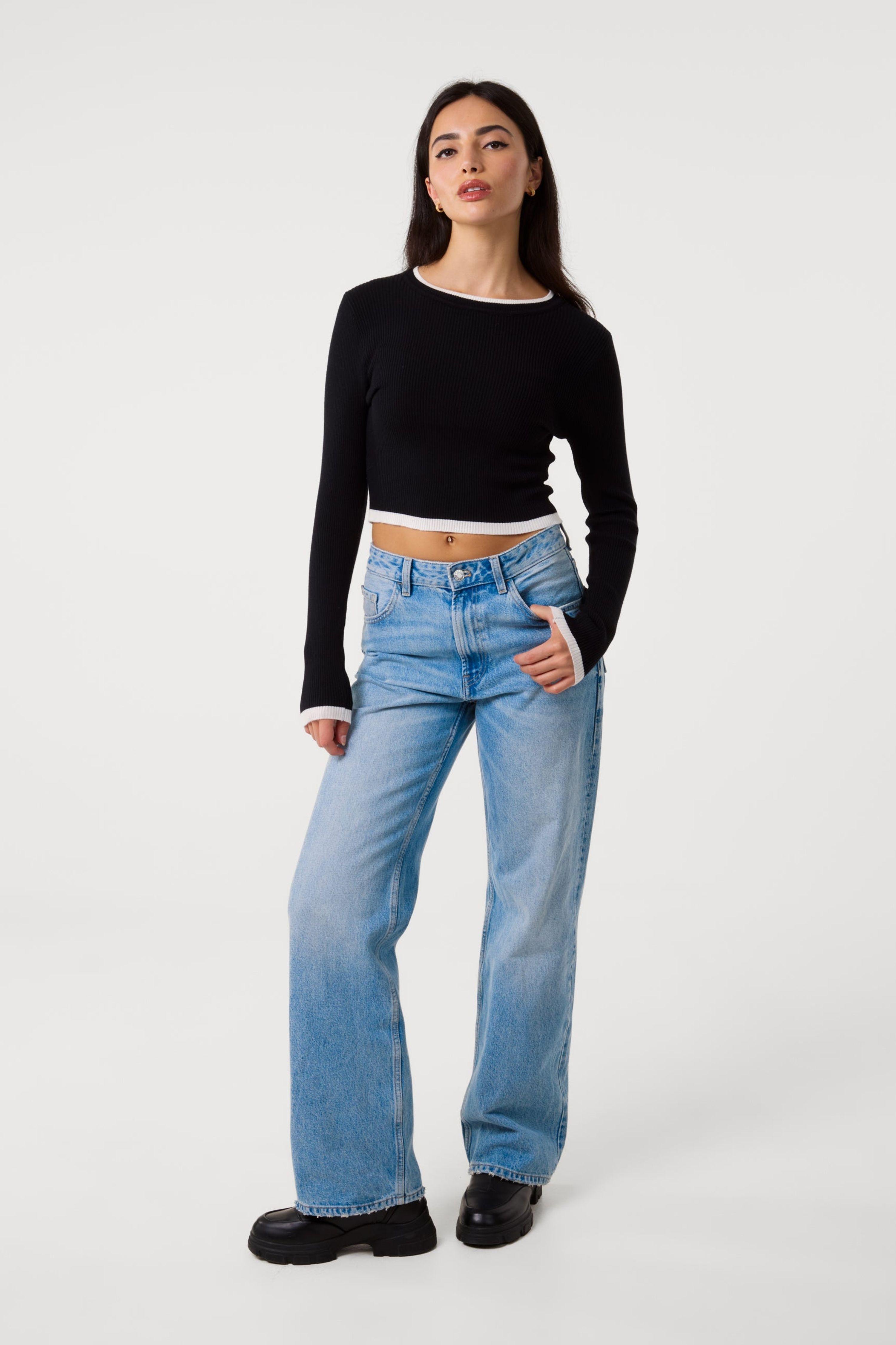 Black Contrast Knitted Jumper by PINK VANILLA