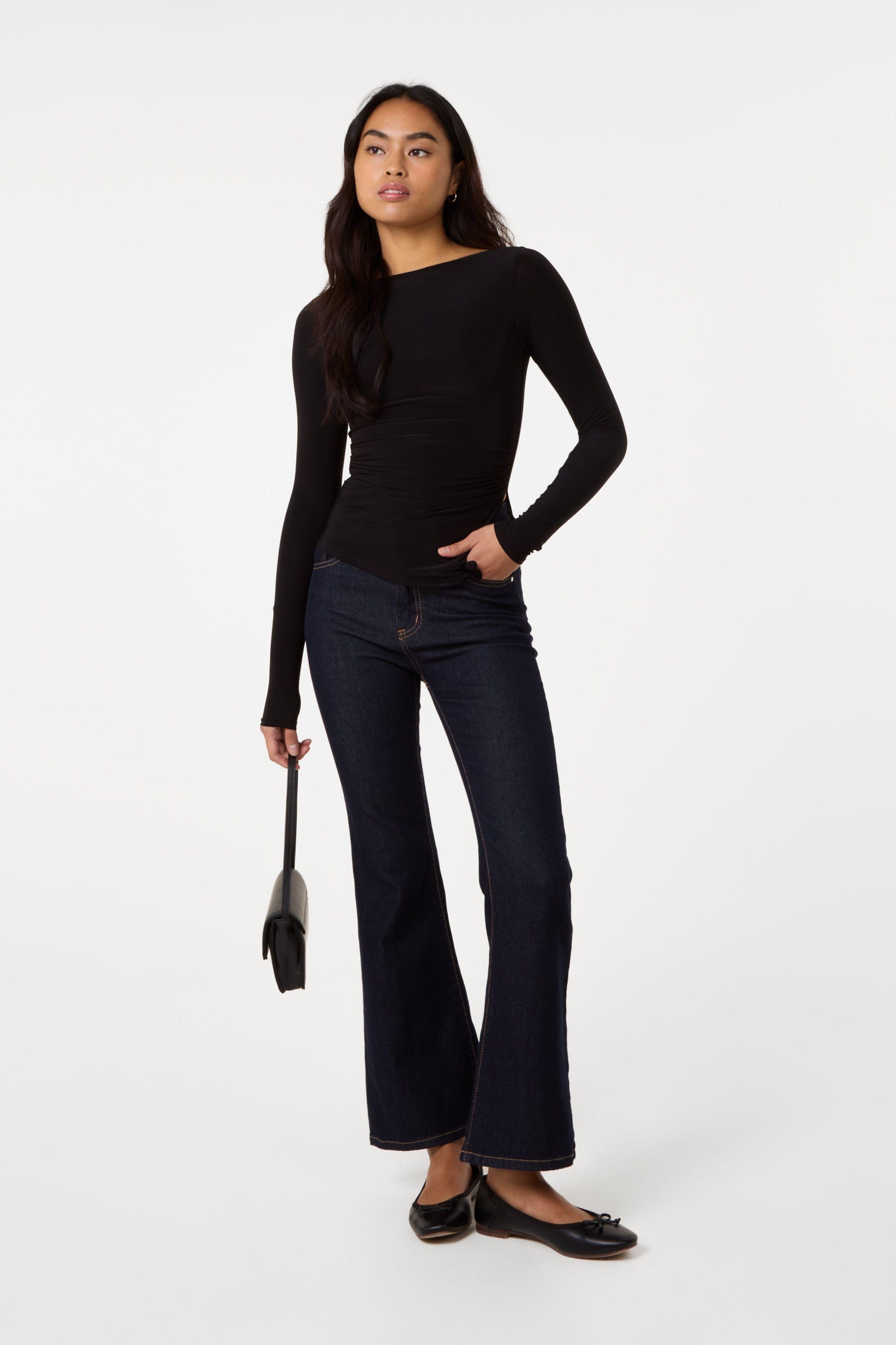 Black Long Sleeve Asymmetric Top by PINK VANILLA