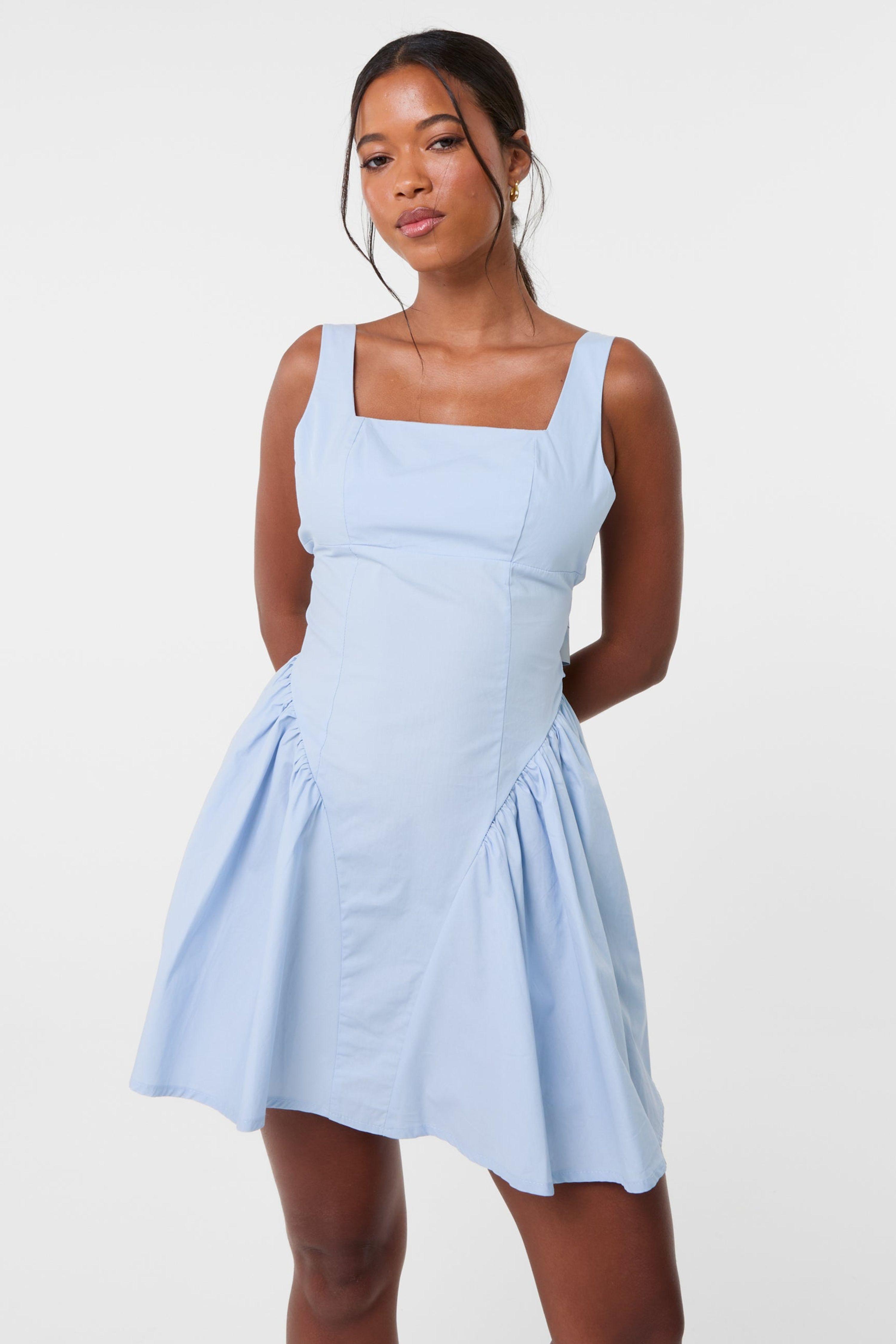 Blue Bow Back Mini Dress by PINK VANILLA