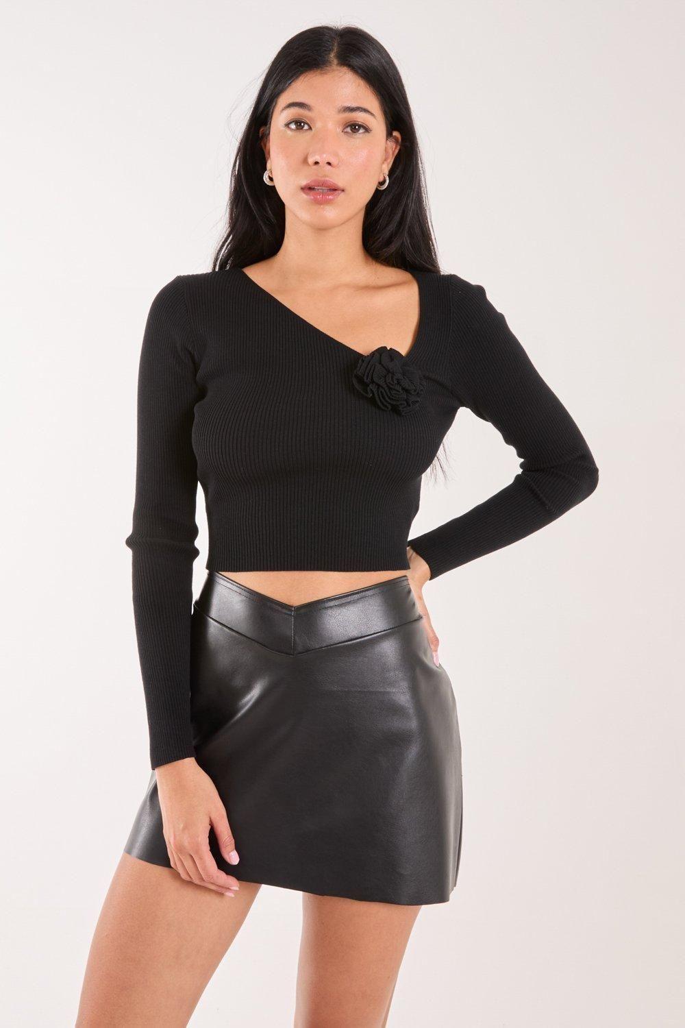 Corsage Knit Long Sleeve Top by PINK VANILLA
