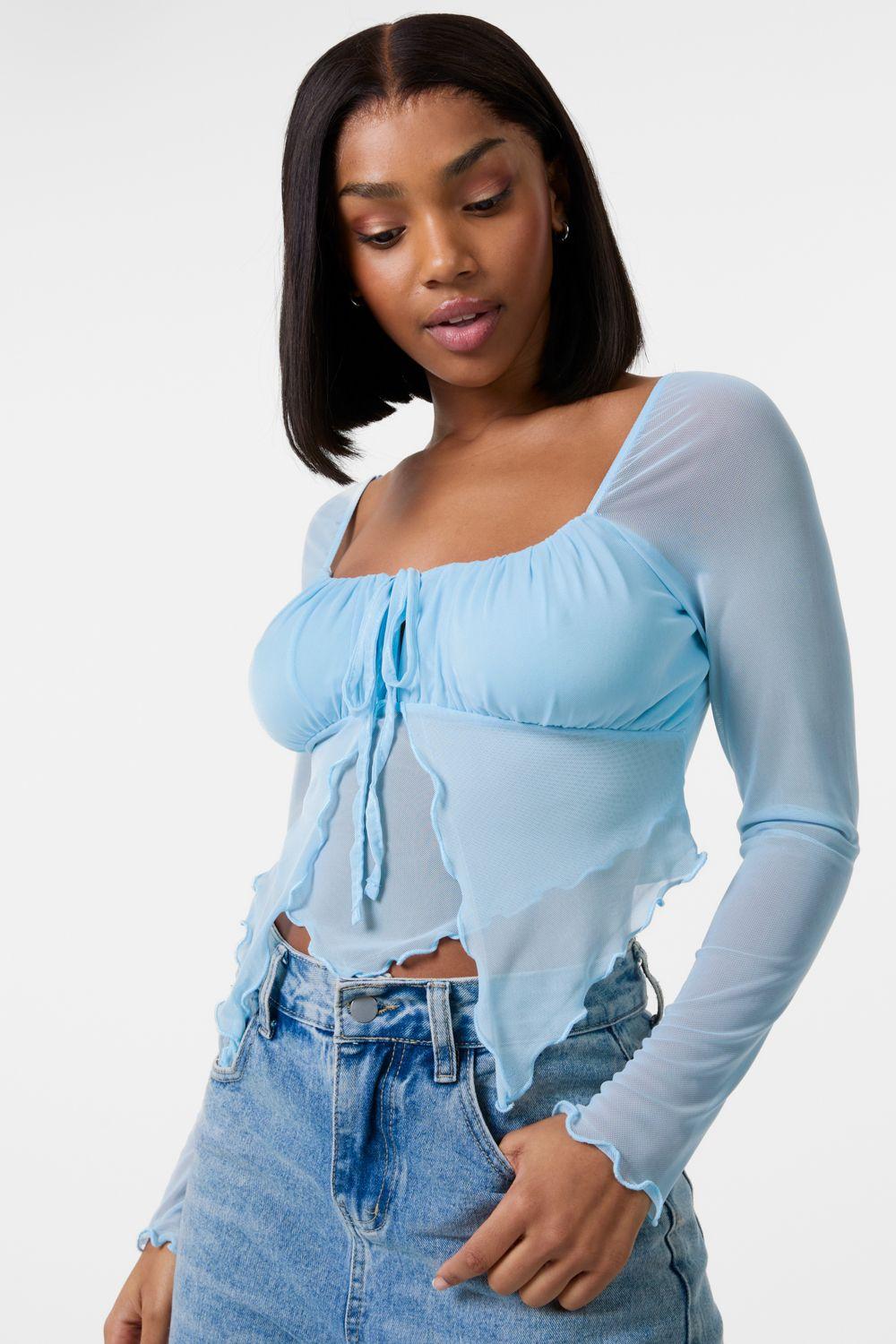 Long Sleeve Mesh Butterfly Top by PINK VANILLA