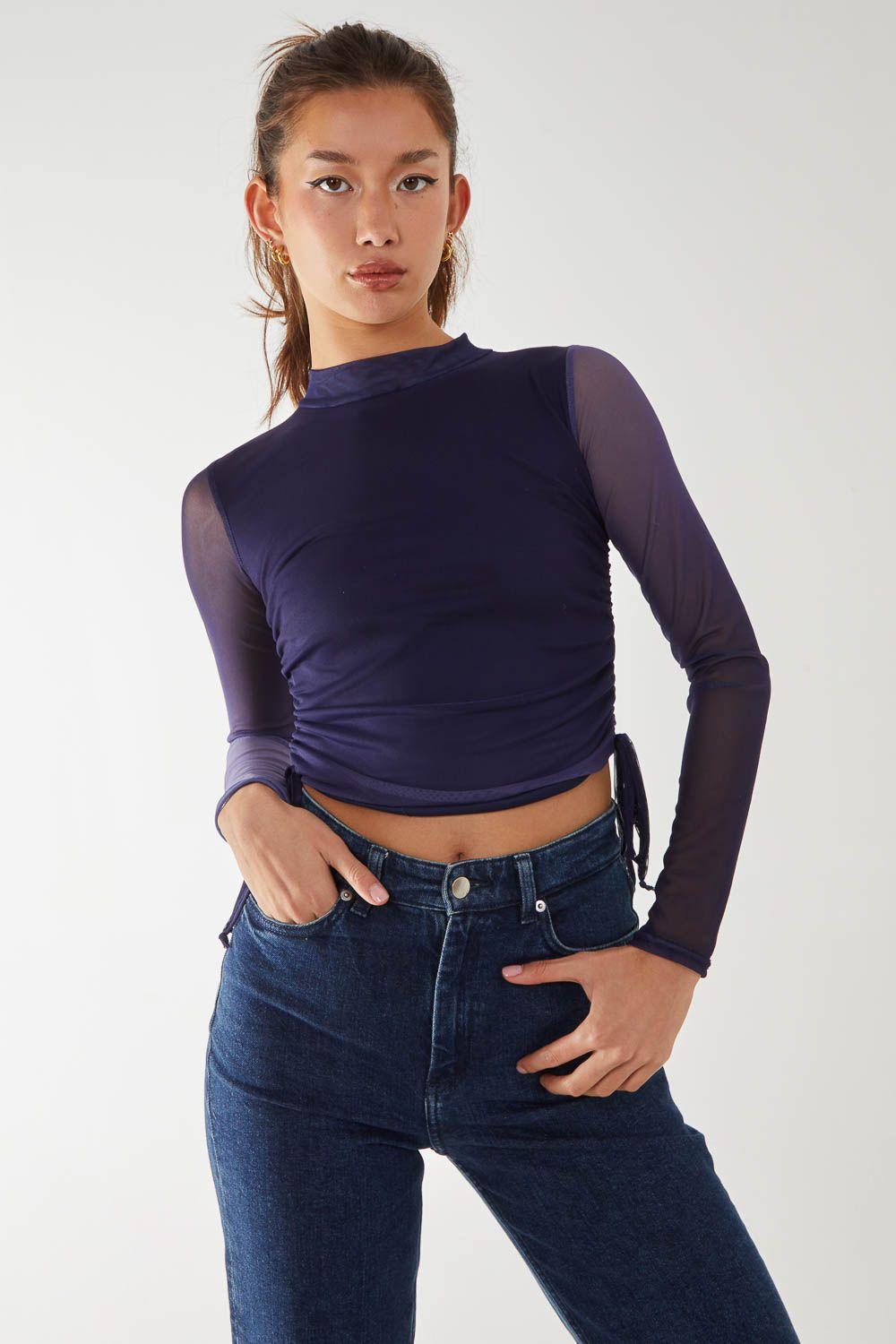 Long Sleeve Ombre Mesh Top by PINK VANILLA