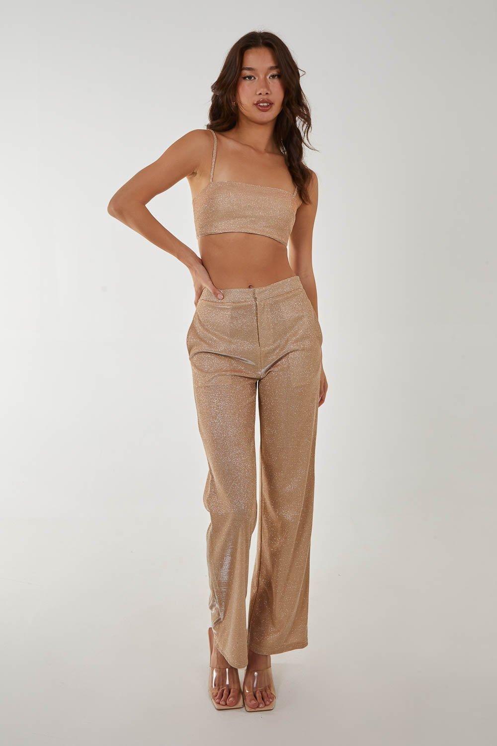 Metallic Straight Leg Trousers by PINK VANILLA