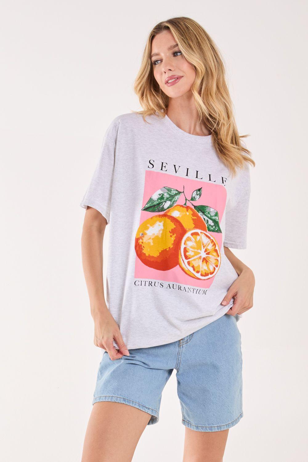 Orange Print Oversized T-shirt by PINK VANILLA