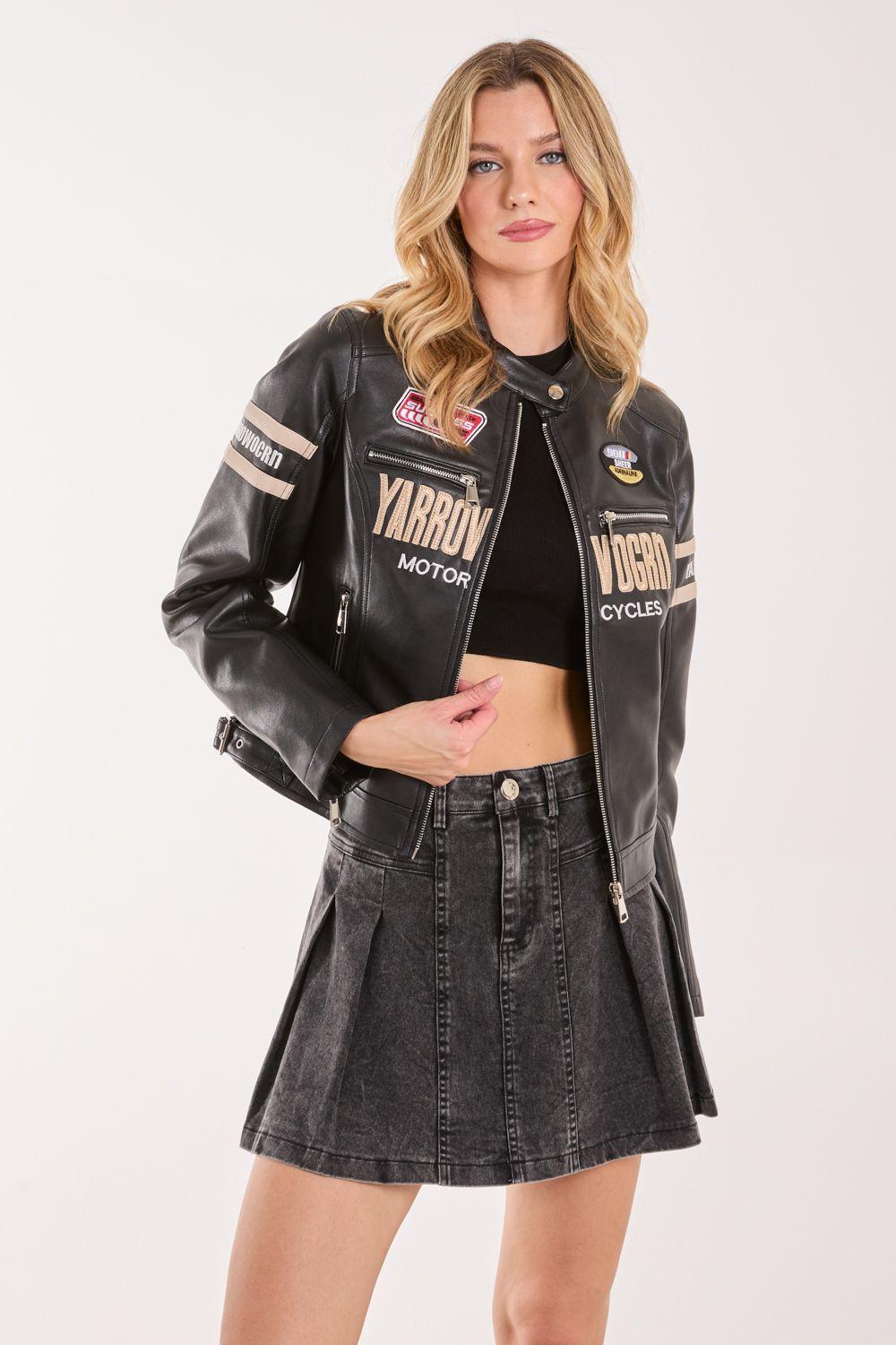 Patch Mix Motocross Biker Jacket by PINK VANILLA