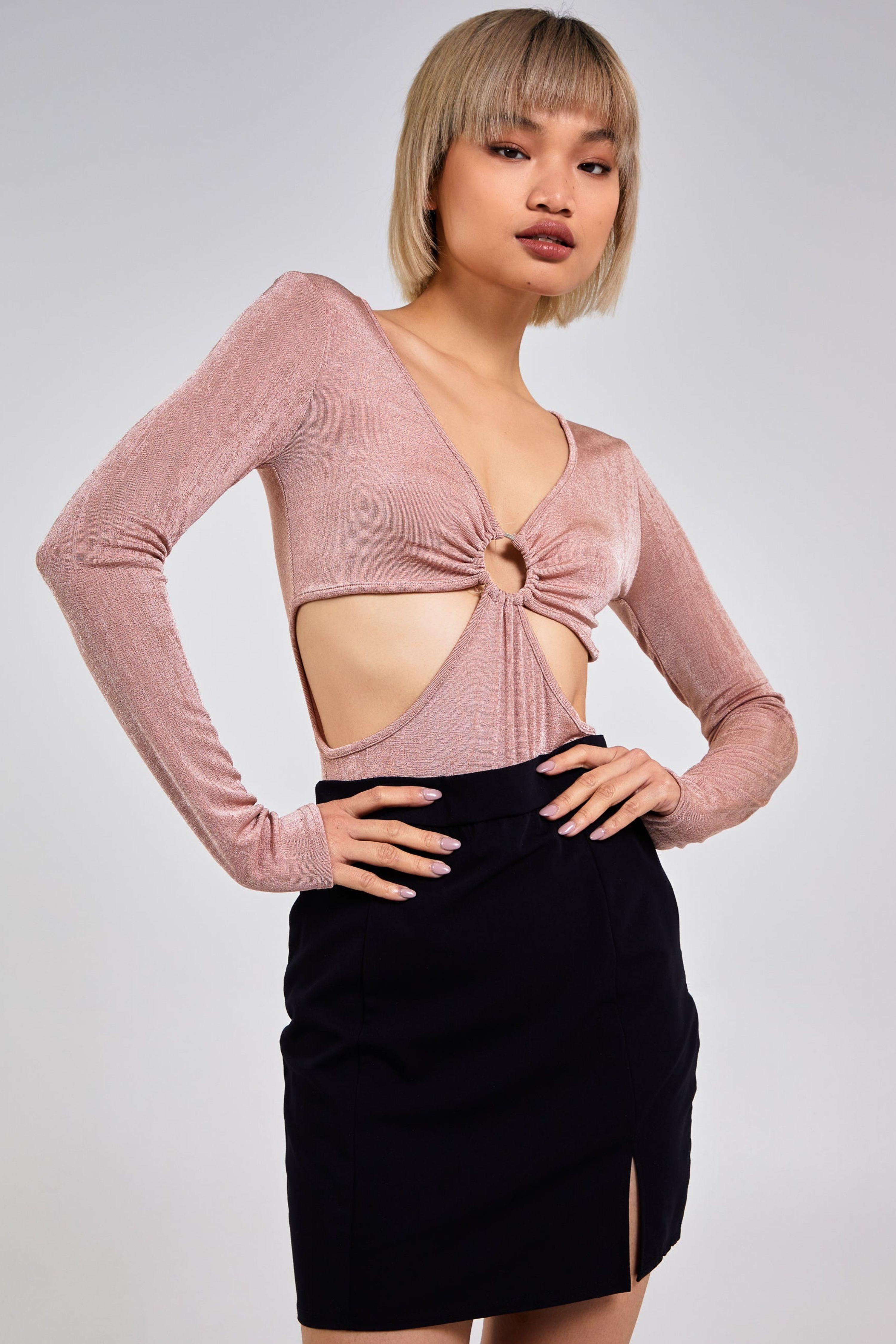 Pink Cut Out Slinky Bodysuit by PINK VANILLA
