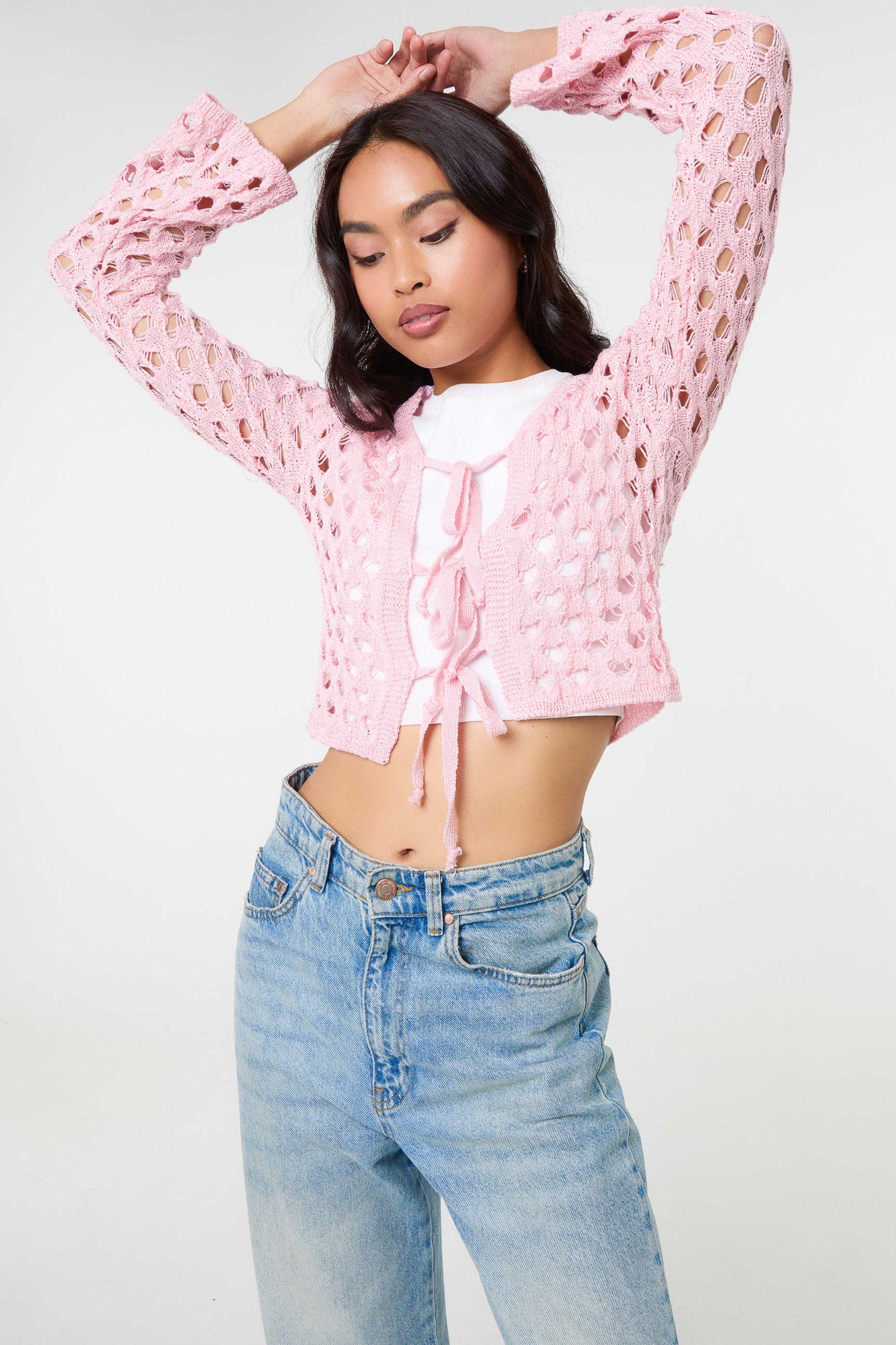Pink Tie Front Cardigan by PINK VANILLA