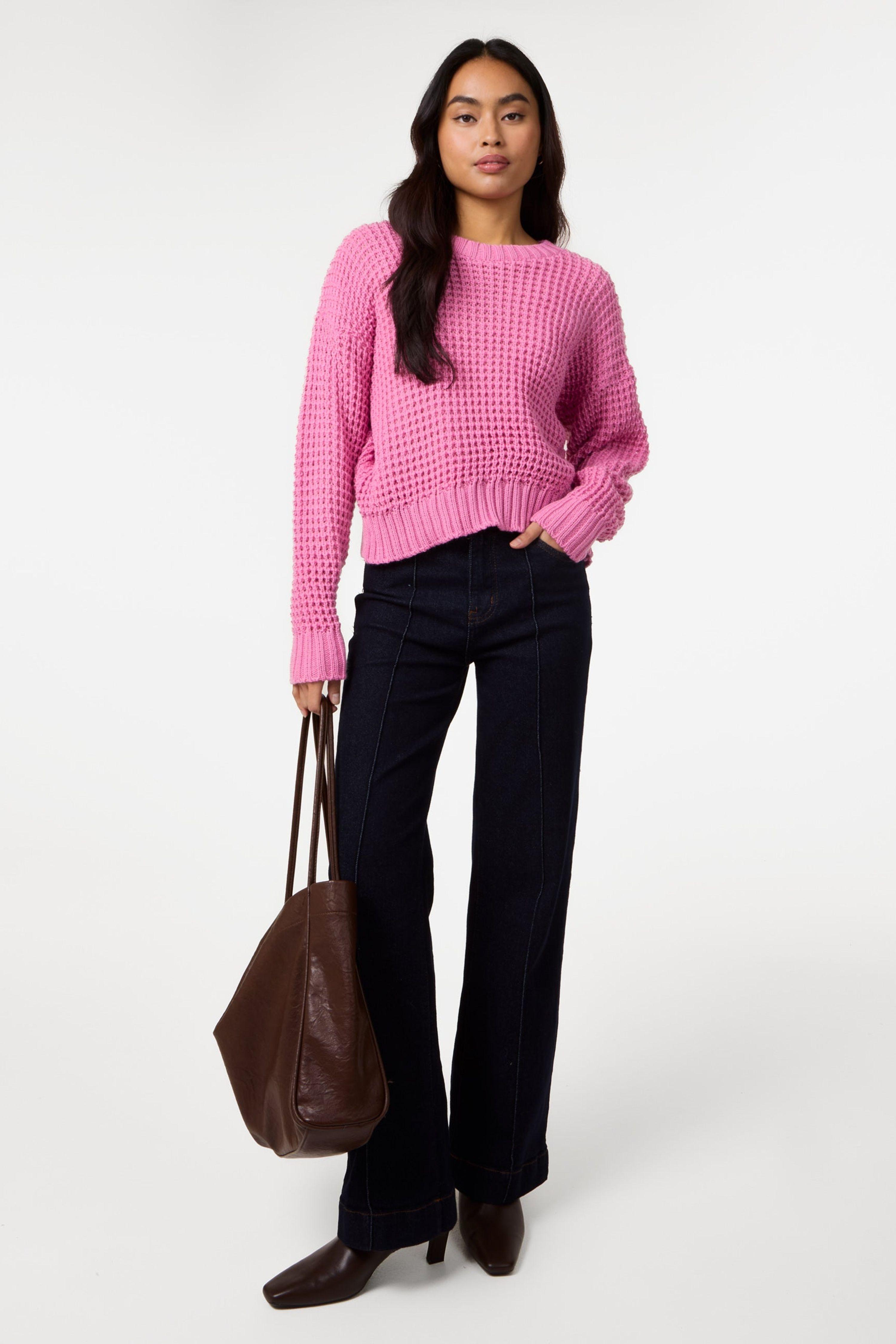 Pink Waffle Knit Crop Jumper by PINK VANILLA