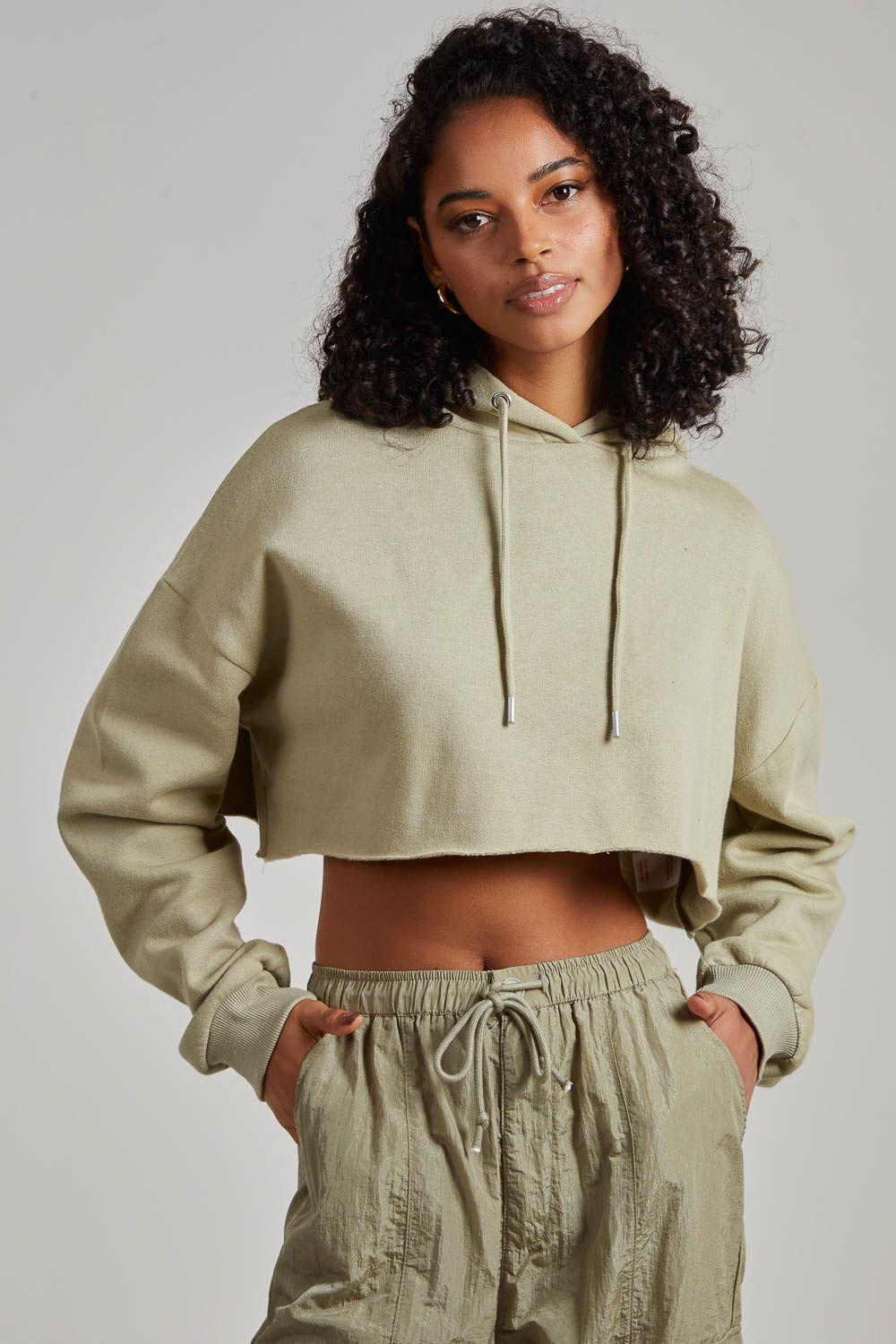 Raw Hem Cropped Hoodie by PINK VANILLA