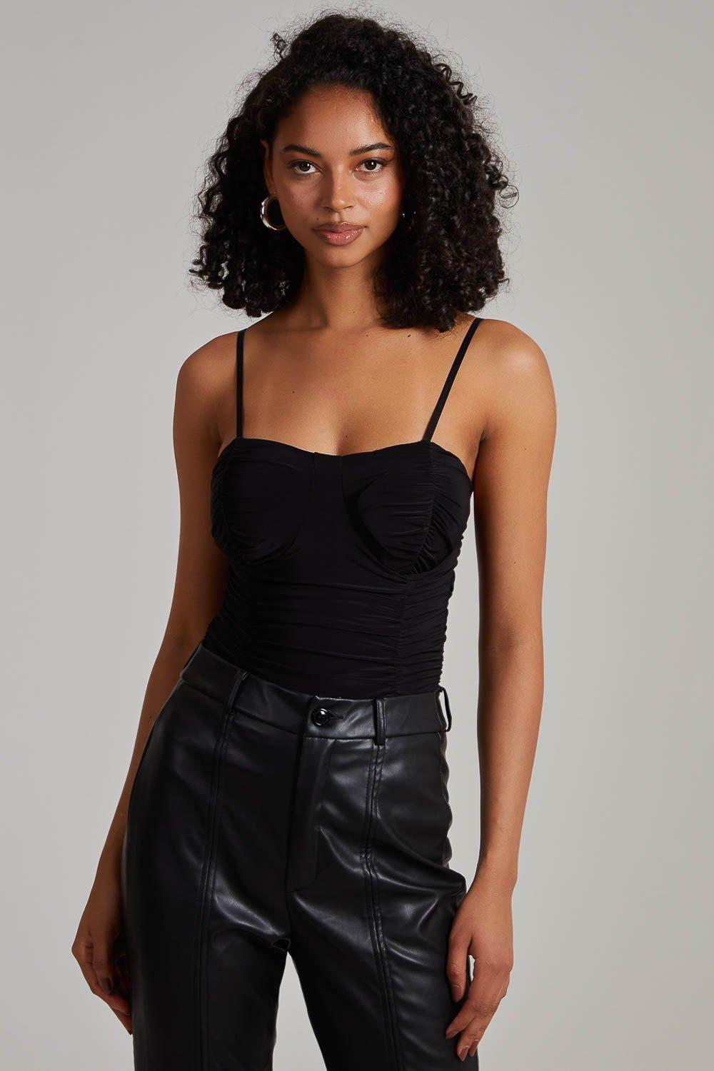Ruched Cupped Strappy Bodysuit by PINK VANILLA