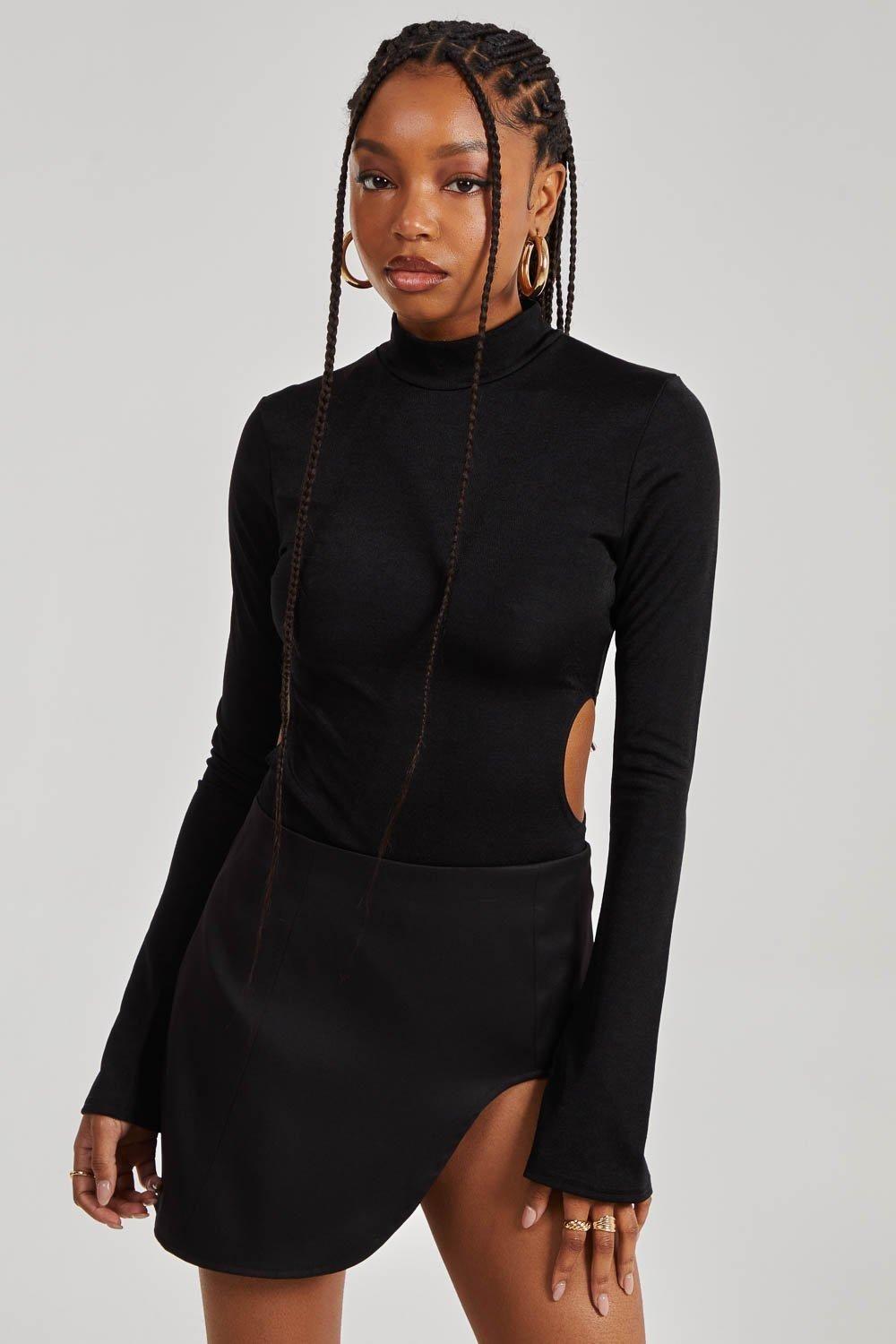 Slinky Cut Out Flare Sleeve Bodysuit by PINK VANILLA
