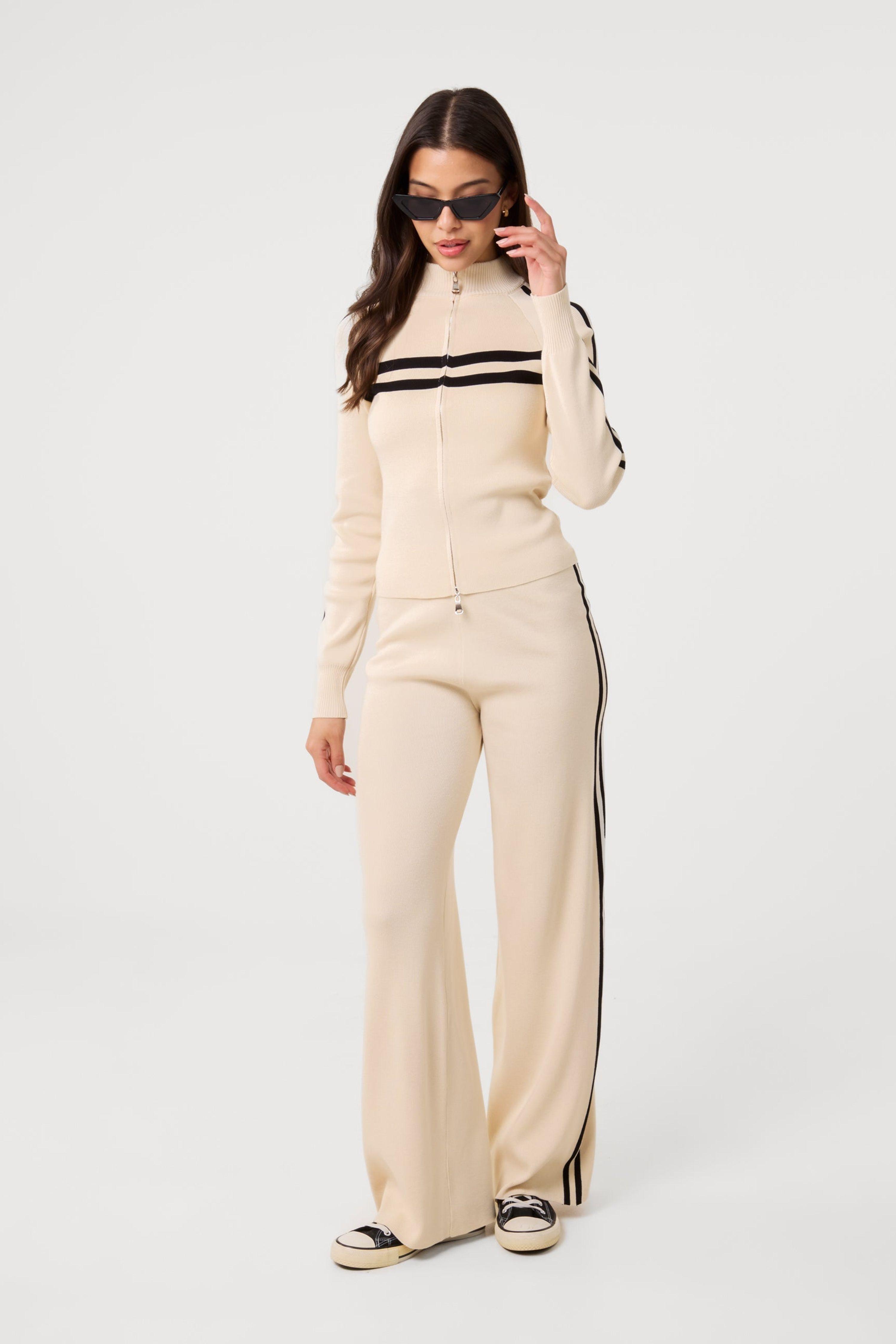 Stone Side Stripe Wide Leg Joggers by PINK VANILLA