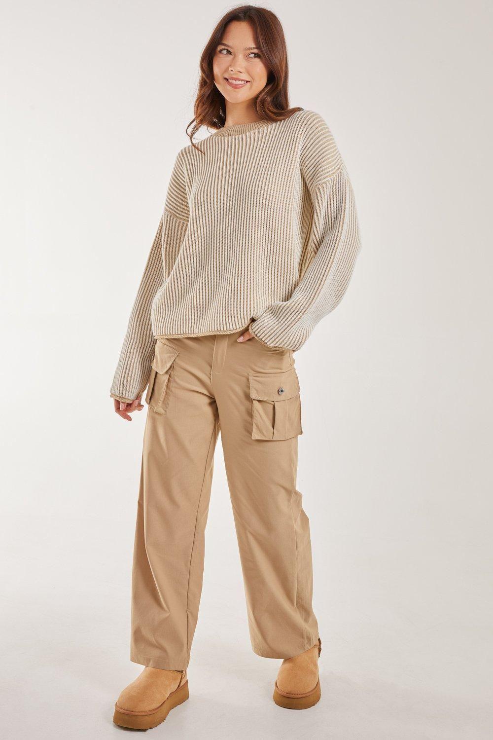 Striped Ribbed Long Sleeve Jumper by PINK VANILLA