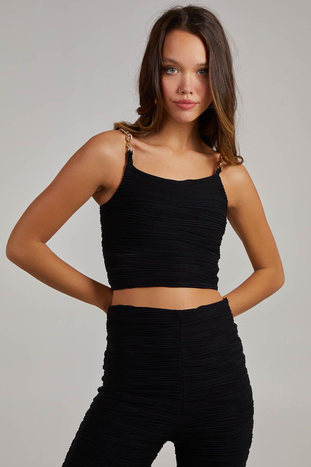 Swirl Rib Gold Chain Top by PINK VANILLA