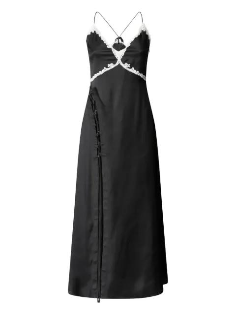 Albino lace-trim satin long dress by PINKO